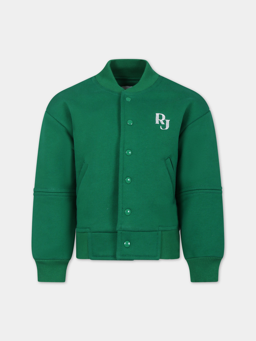 Green bomber jacket for kids with logo